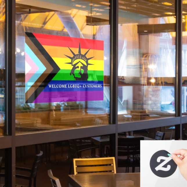 Welcome LGBTQ+ Customers -Gay-Friendly Business Window Cling (Restaurant Window)