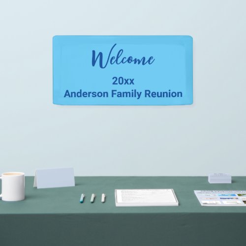 Welcome Light Blue & Dark Blue Name Family Reunion