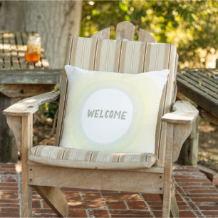 WELCOME - Light Green Yellow Grunge Circles Outdoor Pillow
