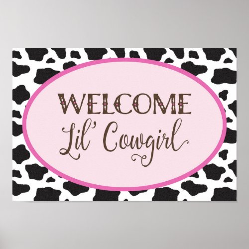 Welcome Lil Cowgirl Baby Shower Banner Poster