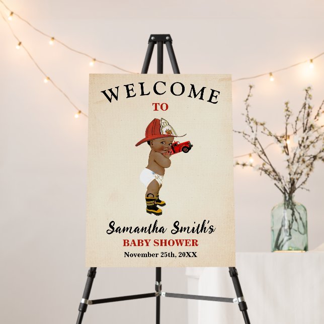 Welcome Little AA Firefighter Baby Shower Foam Board (In Situ (Stand))