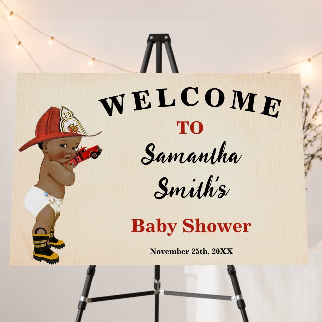 Welcome Little AA Firefighter Baby Shower Foam Board (In Situ (Stand))