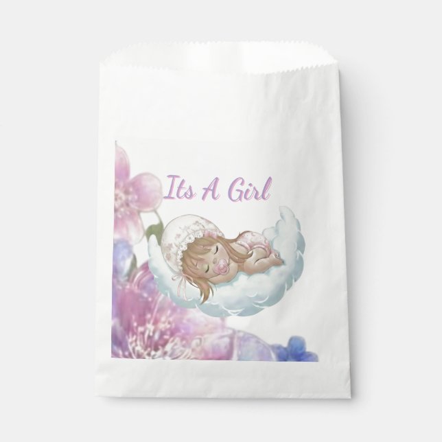 Welcome Little Baby Girl Favor Bag (Front)
