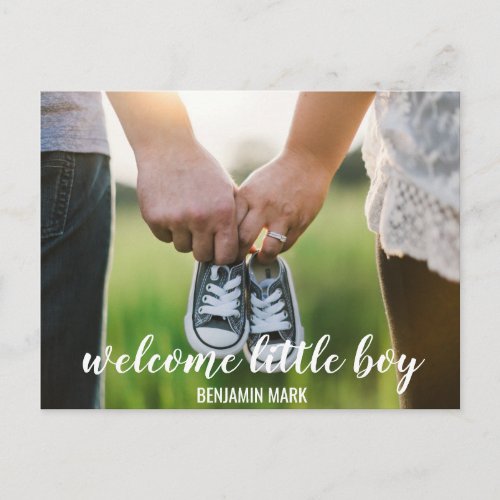 Welcome Little Boy Custom Photo Personalized Announcement Postcard