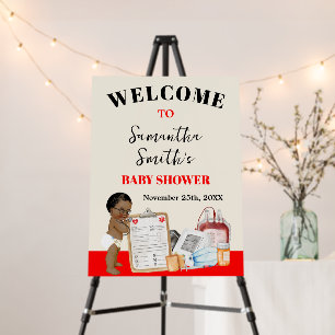 Welcome Little Doctor African American Baby Shower Foam Board