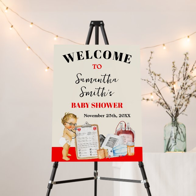 Welcome Little Doctor Baby Shower Foam Board (In Situ (Stand))