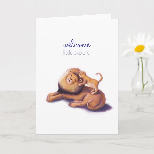 Welcome Little Explorer Lion Card (Small Plant)