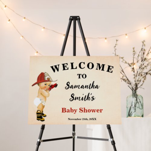 Welcome Little Firefighter Baby Shower Foam Board
