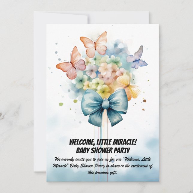 Welcome, Little Miracle! - Baby Shower Party Invit Invitation (Front)