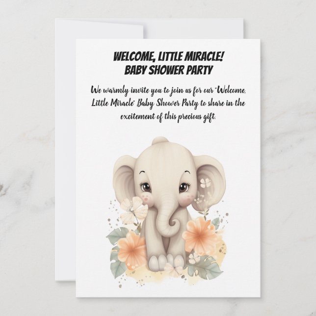 Welcome, Little Miracle! - Baby Shower Party Invitation (Front)