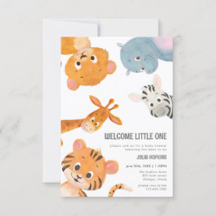Welcome Little One Baby Animals Baby Shower Invita Invitation