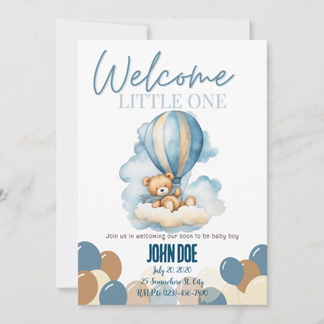 Welcome little one baby shower invitation (Front)