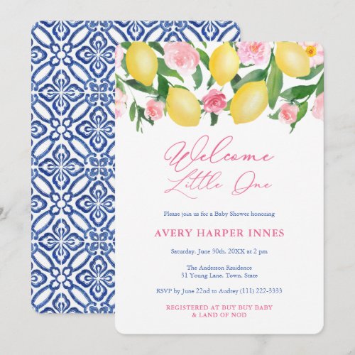 Welcome Little One Capri Lemons Girl Baby Shower