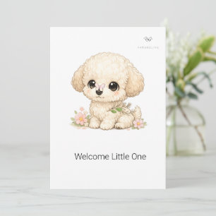 Welcome Little One Chibi Toy Poodle Baptism Invitation
