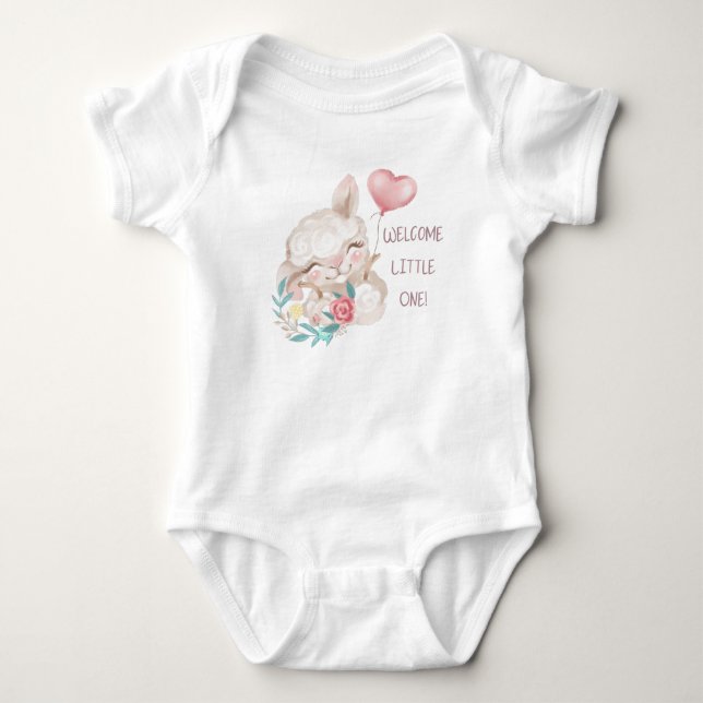 Welcome Little One Cute Llama Baby Bodysuit (Front)
