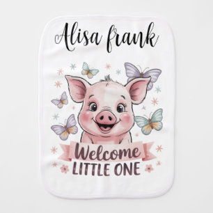 Welcome Little One- Cute Piglet Baby Shower Burp Cloth