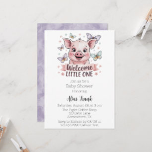 Welcome Little One - Cute Piglet Baby Shower Invitation
