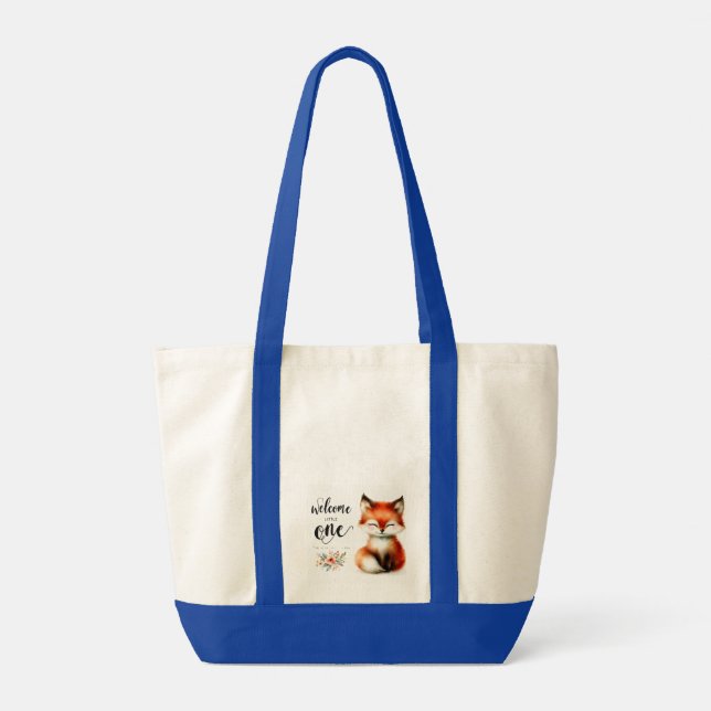 "Welcome Little One - Fox & Floral Tote Bag" (Back)