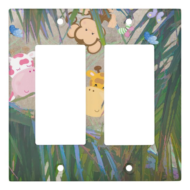 Welcome Little One Jungle Theme Baby Nursery  Light Switch Cover (Front)