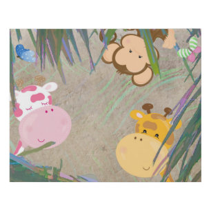 Welcome Little One Jungle Theme Nursery Art Faux Canvas Print