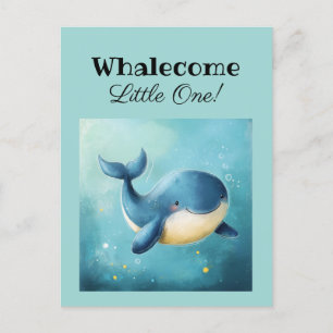 Welcome Little One, New Baby Card, Congrats, Whale Postcard