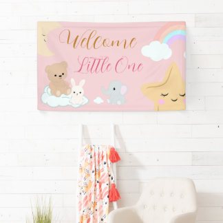 Welcome Little One Pastel Baby Shower Sign
