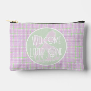 Welcome Little One-pink bow and pink plaid wipe Accessory Pouch