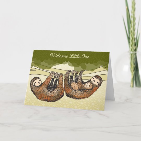 welcome little one sloths with baby new baby announcement new baby annoucement