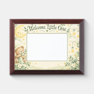 welcome little one teddy bear baby award plaque