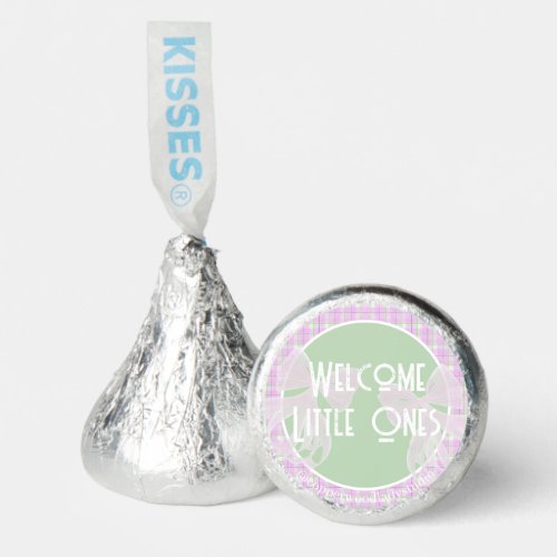Welcome Little Ones-Twin girls pink bow Hershey®'s Kisses®
