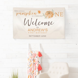 Welcome Little Pumpkin Fall First 1st Birthday Banner