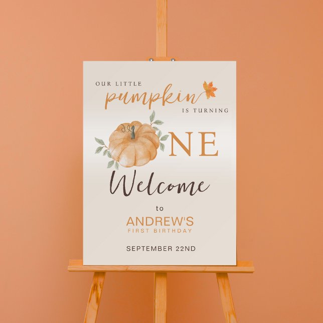 Welcome Little Pumpkin Fall First 1st Birthday Foam Board (Creator Uploaded)
