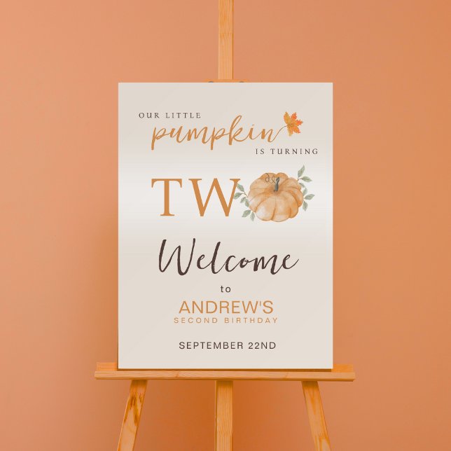 Welcome Little Pumpkin Fall Second 2nd Birthday Foam Board (Creator Uploaded)