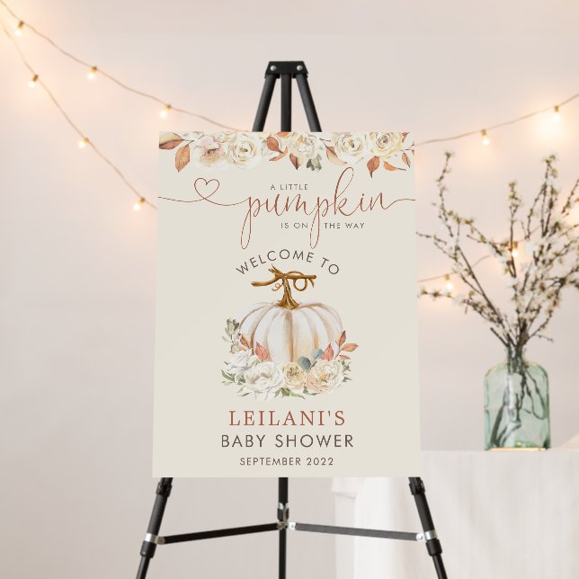 Welcome Little Pumpkin Rustic Baby Shower Foam Board (In Situ (Stand))