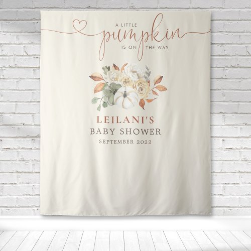 Welcome Little Pumpkin Rustic Floral Baby Shower Tapestry