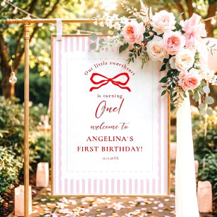 Welcome Little Sweetheart 1st Birthday Pink Red  Foam Board