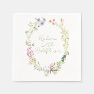 Welcome Little Wildflower Wreath Party Napkin