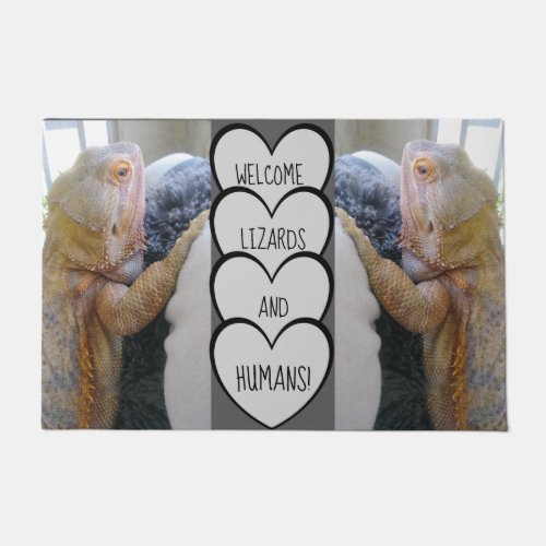 WELCOME LIZARDS AND HUMANS Funny Bearded Dragon Doormat