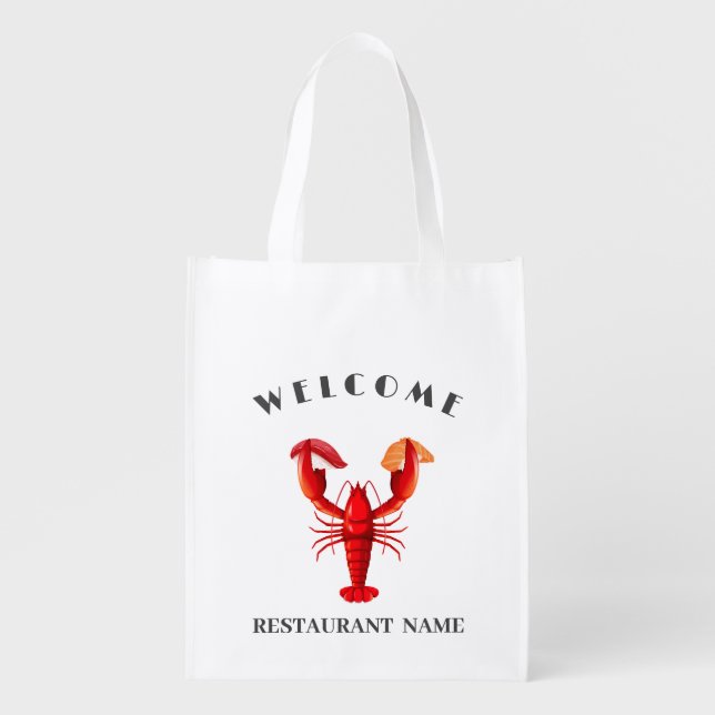 welcome Lobster sushi seafood Market custom name Grocery Bag (Front)