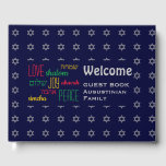 WELCOME Love Joy Peace Hebrew Personalized Blue Guest Book<br><div class="desc">Keep the memories of your special gatherings alive by collecting your guests' thoughts in this subtly stylish dark blue and gray Guest Book. The placeholder text is customizable, so you can change the description, eg. to your family name, etc. The words LOVE JOY PEACE are also written in Hebrew (and...</div>