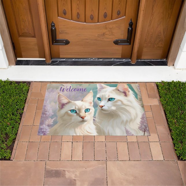 Welcome Lynx Point Siamese Cat Portrait Art Doormat (Outdoor)