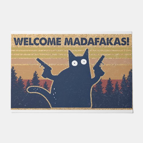 Welcome Madafakas cat lover gift for family Doormat