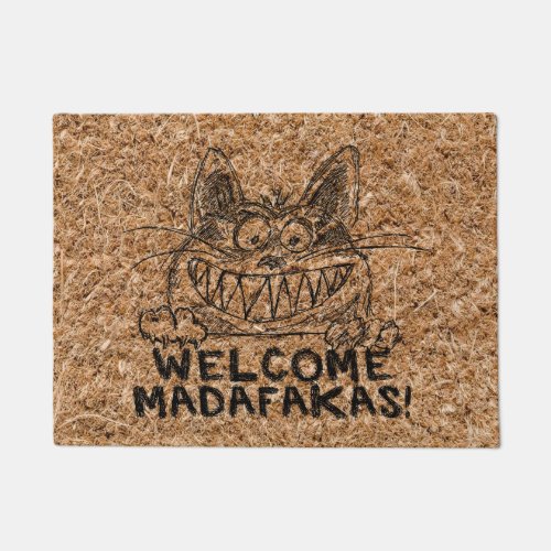 Welcome Madafakas Crazy Cool Cat Doormat