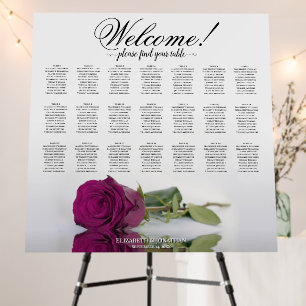 Welcome Magenta Plum Rose 21 Table Seating Chart Foam Board