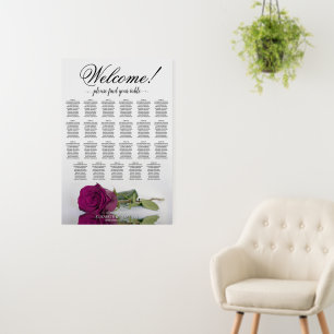 Welcome Magenta Plum Rose 23 Table Seating Chart Foam Board