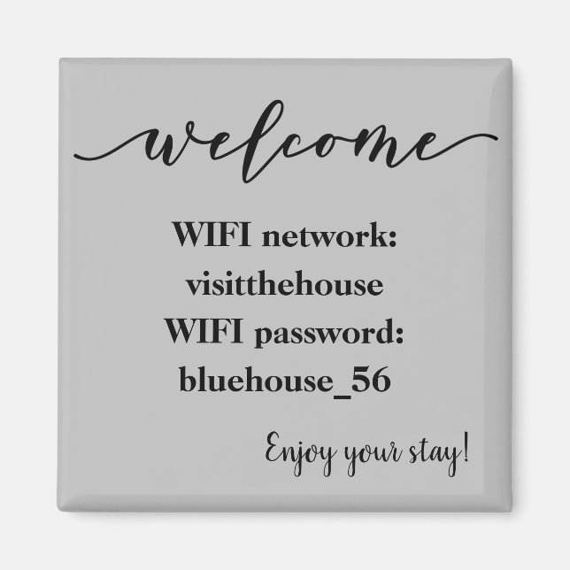 Welcome Magnet Vacation Rental Wifi Password (Front)