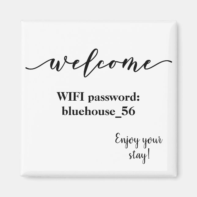 Welcome Magnet Vacation Rental Wifi Password (Front)