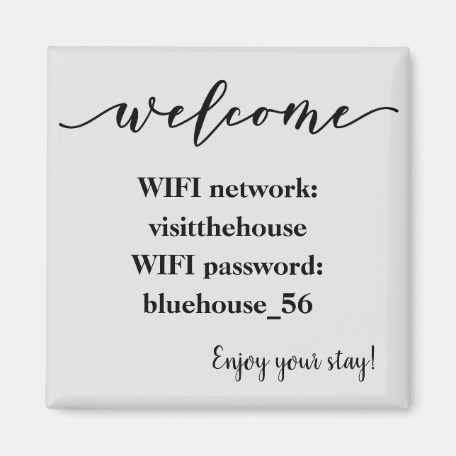 Welcome Magnet Vacation Rental Wifi Password (Front)