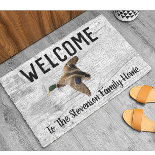 Welcome Mallard Duck Family Name Home Cottage Doormat