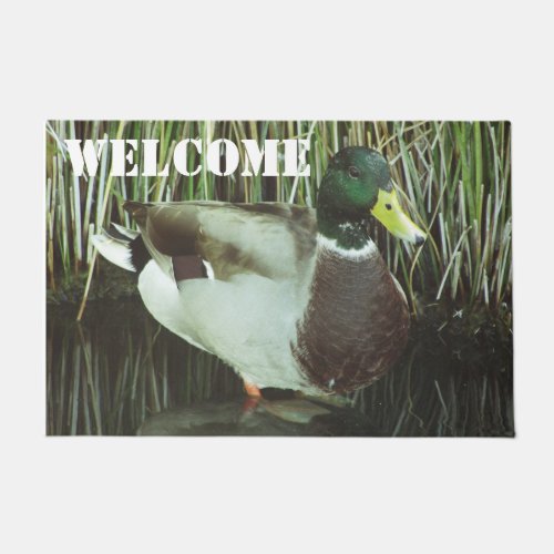 Welcome Mallard Duck Photo Lake Wildlife Doormat